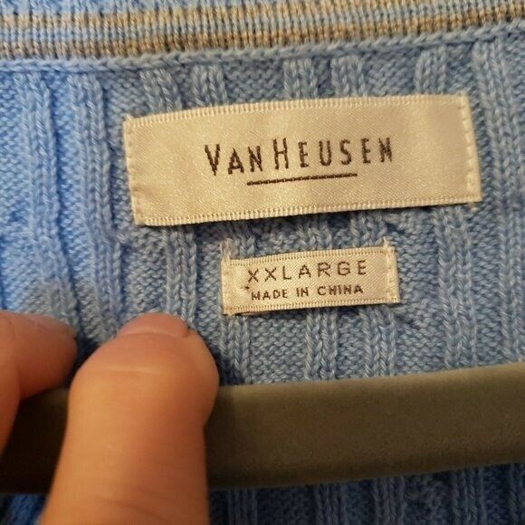 Van Heusen Womens Sz XXL Blue  Solid Long Sleeve Knitted Sweater - Picture 2 of 8